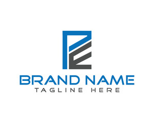 Letter PE Abstract Logo Design Modern Elegant Creative Vector Template.