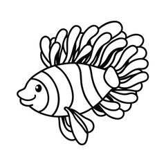 vector illustration of a fish sea anemone sea creature