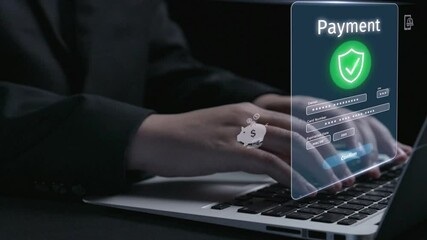 Business person initiates an online payment transaction, showcasing secure and efficient methods. Learn the best practices for safe online payment transactions. UUID