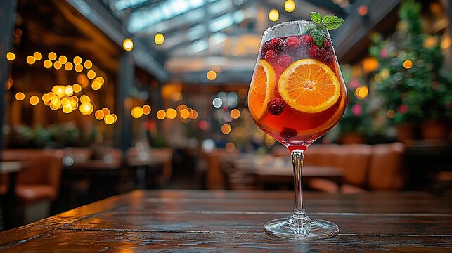 Refreshing fruit cocktail in a glass