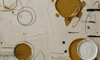 Abstract Circular Brush Art Background in Beige colors