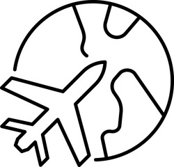 Plane or Airplane Outline Sign for Graphic and Web Design, Apps, Adverts, Various Cards