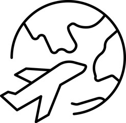 Plane or Airplane Minimalistic Thin Line Icon for Web and Graphic Design, Apps, Banners, Social Network and Cards