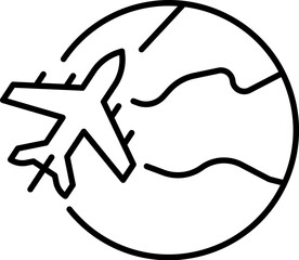 Plane or Airplane Minimalistic Thin Outline Icon for Web and Graphic Design, Apps, Banners, Social Network and Cards