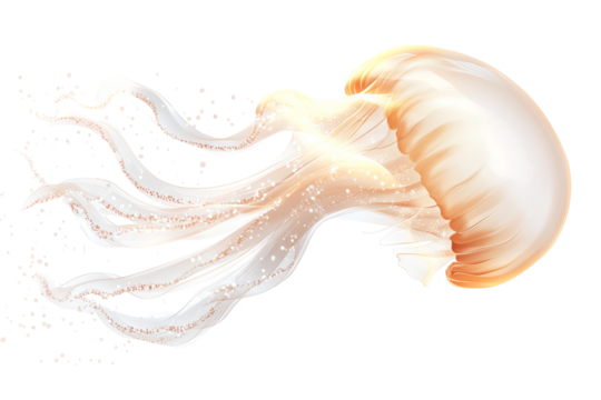 A graceful jellyfish with flowing tentacles, showcasing translucent beauty in water.