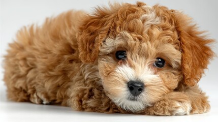 Cute small poodle puppy isolated on white background