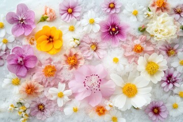 Fototapeta premium Floral Bath Salt Collection for Skincare: Elegance in Feminine Spa Essentials