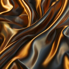 Obraz premium Elegant golden brown satin fabric drape texture background