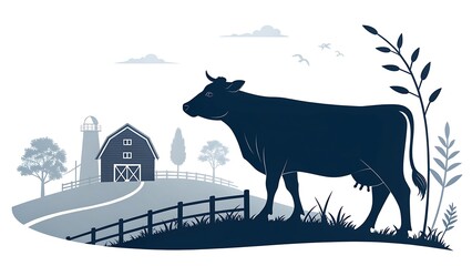 Peaceful Farm Landscape Silhouette