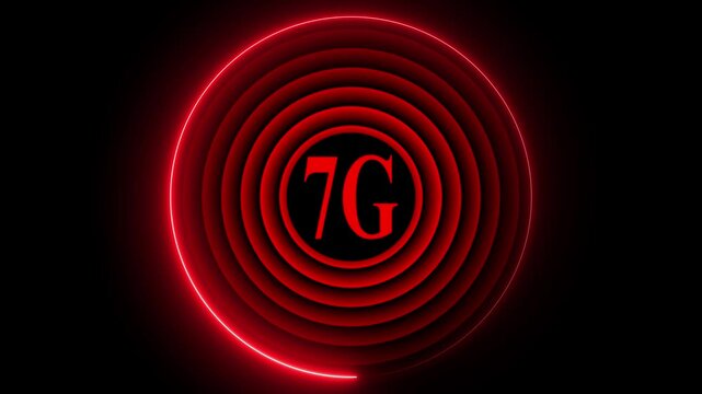 Radio wave with 7g icon. Internet button. 7g banner for streaming. 7g circle streaming icon with radio wave. 7g icon live video shooting concept 