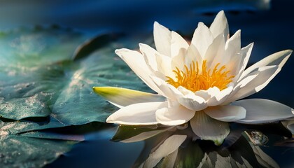 white lotus flower beautiful water lily in the pond