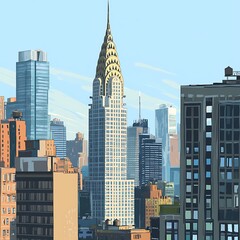 Architectural skyline with glass skyscrapers under blue sky high resolution picture