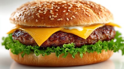 Delicious Hamburger isolated on white background