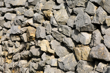 Natural stone wall made of large stones