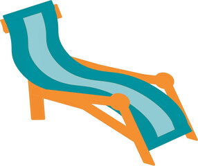 Sun lounger, for the beach, for summer holidays, color drawing on transparent background