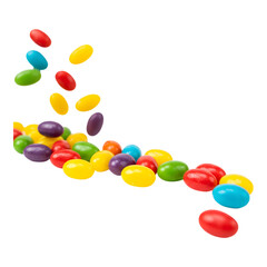 Fototapeta premium Colorful jellybeans scattered diagonally in a trail