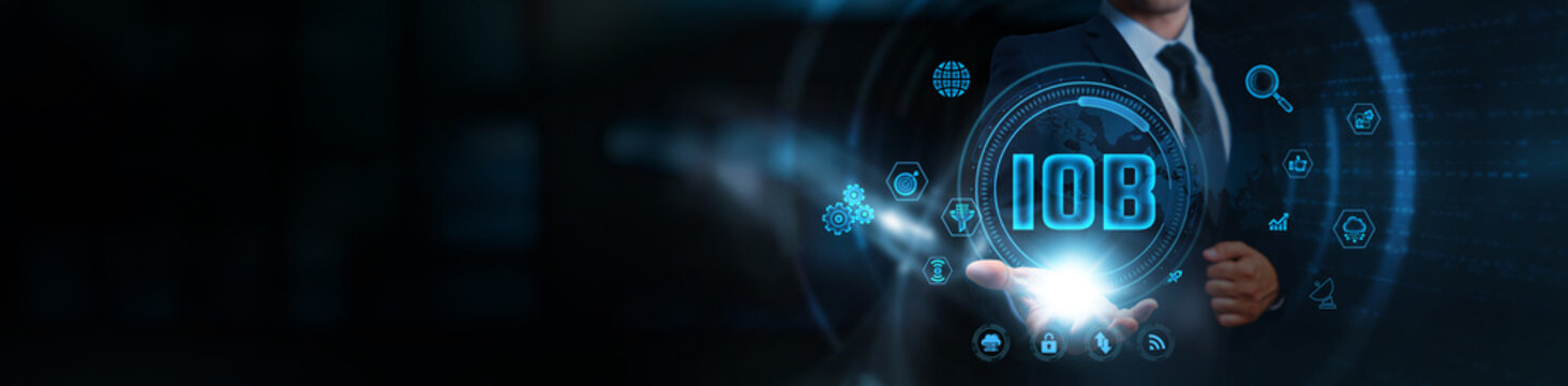 Internet of Behaviors (IoB), businessman holding IOB, business and customer interaction tracking network, personalized marketing insights, real-time user behavior monitoring