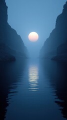 Misty Canyon Sunset Reflection