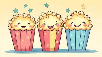 Cartoon popcorn kernels