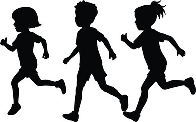Silhouette of children running, representing healthy activity and fun.