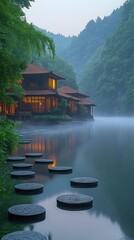 Misty mountain resort