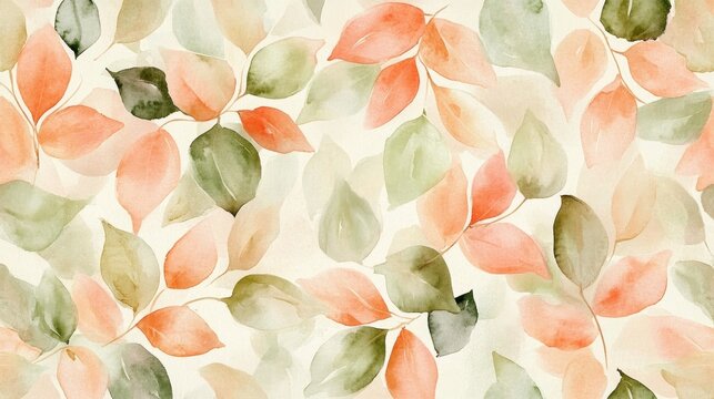 Delicate watercolor leaves pattern