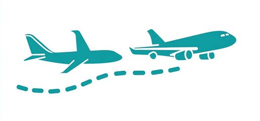 Airplane journey, flight path, travel, white background