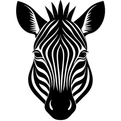zebra head silhouette on white background