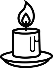 Burning candle  icon line art vector
