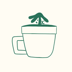 cute cup coffee with flower cartoon illustration