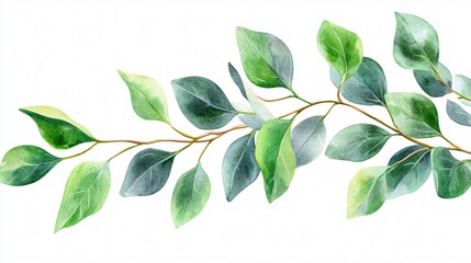 Naklejka premium Botanical Watercolor Illustration of Eucalyptus Leaves