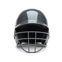 Fototapeta premium Gray baseball helmet with face mask, isolated on white background.