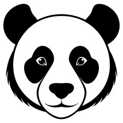 panda face silouette n on white background
