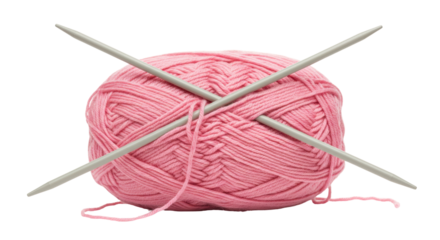 Isolated Wool Ball with Knitting Needles