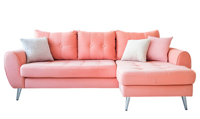 A light pink sectional sofa with plush cushions and elegant legs, perfect for a modern living room
