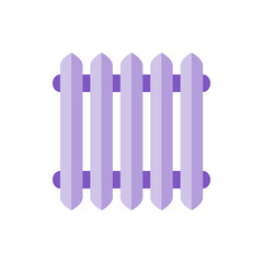 Illustration of a lavender radiator with five vertical sections and purple connecting pipes in a flat style