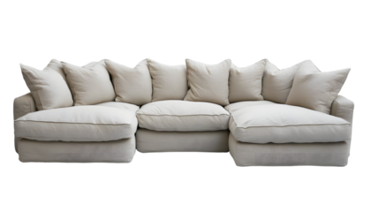 Cream-colored large sectional sofa, featuring plump cushions and a relaxed, comfortable design. Perfect for a spacious living area