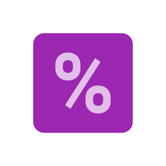 Illustration of a purple square with rounded edges containing a light purple percentage symbol inside it