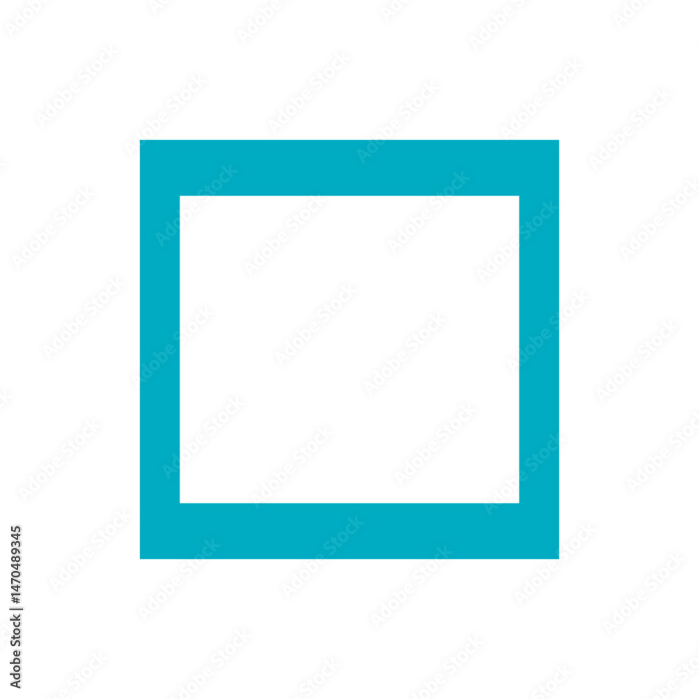 Poster a simple rectangular frame in turquoise color with a white background creating a clear and modern de
