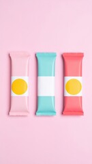 Fototapeta premium Colorful candy packaging on pastel background