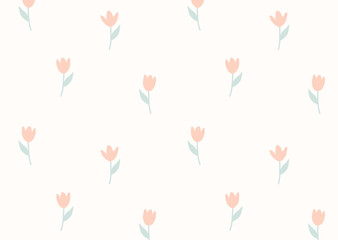 Delicate floral pattern. Print of small pink flowers and green leaves on cream background. Seamless pattern in pastel colors. For printing, textile, fabric, paper and cards. Vector feminine background © Natalya