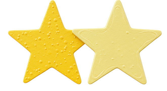 Isolated Two Yellow Star Shapes - Powered by Adobe