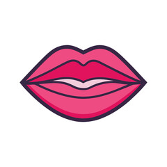 red lips isolated on white icon vector art