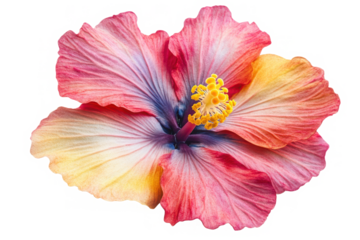 Hibiscus flower close up photograph on transparent background
