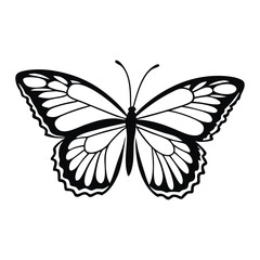 A clean vector butterfly silhouettes on a white background in black with simple and detailed wing patterns