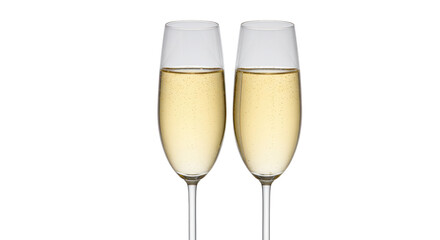 Isolated champagne flutes on white background