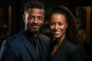 Confident african business professionals in elegant formal attire 