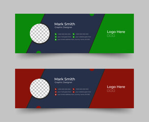Email Signatures, Email signature Template Design, Email signature facebook cover design template or email footer and corporate personal social media banner.