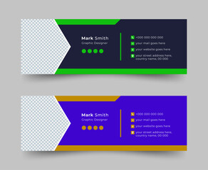 Email Signatures, Email signature Template Design, Email signature facebook cover design template or email footer and corporate personal social media banner.