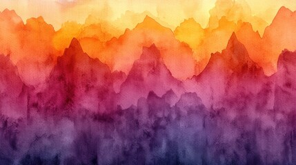  The mountains are depicted with soft, blended colors and a hazy atmosphere